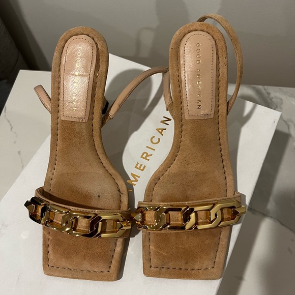 GOOD AMERICAN Women's Single Strap Ankle Chain  Sandal PALE PINK SUEDE - Picture 7 of 12